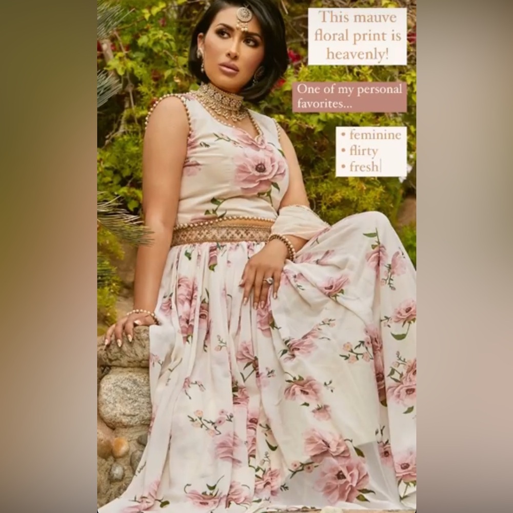 Lashkaraa Pink and White Floral Lehenga